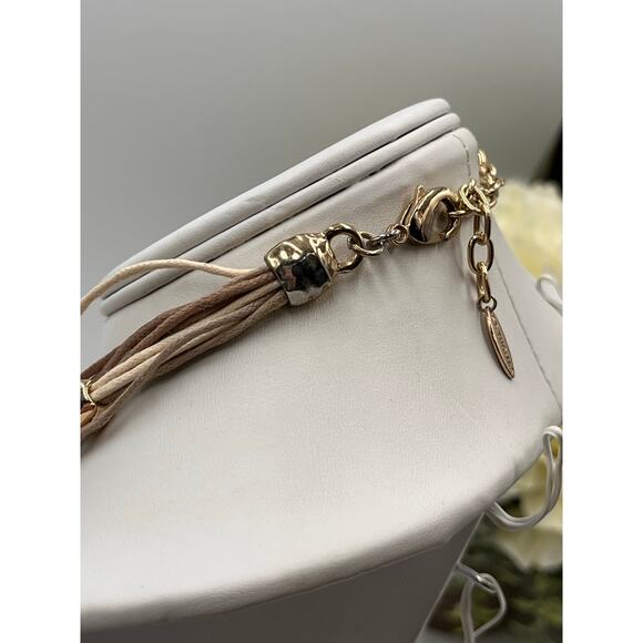 St. Thomas Mixed Metal Multi Strand Beaded Silk Cord Statement Necklace - Picture 6 of 10